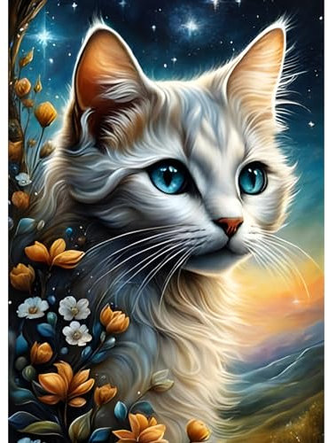 DPHERO Katze Diamant Painting Bilder für Erwachsene Kinder,5D Liebliche Kätzchen Diamond Painting Set,DIY Strass Bilder Diamant Kunst Kits,Runde Steine Diamant Painting für Zuhause Dekor 30x40 cm