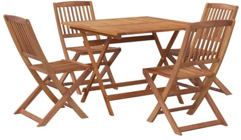 vidaXL Garten Essgruppe 5-TLG., Gartenmöbel Set Tisch 4 Stühle, Gartengarnitur Klappbar, Sitzgruppe Gartenset Sitzgarnitur, Massivholz Akazie