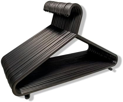 REQUISITE NEEDS Pack of 100 Adult Coat Hangers of Strong Plastic and Durable for Clothes Rails and Closets, Hooks, and Lips Space Saving Hanger for Coats and Suits with Trouser Bars