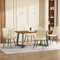 HYUB Juego de comedor con mesa de comedor y 4 sillas beige para sala de estar y cena elegante, mesa de comedor de color nogal, silla de comedor de terciopelo, ideal para reuniones familiares