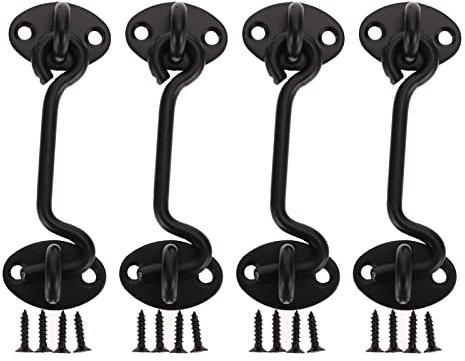 CHULKJFX 16 Sets Tür Tür Kabine Haken Öse Scheunentor Fänge Kabine Haken Öse Verriegelung (Color : Blackx2pcs, Size : 11.7X3.8X2CMx3pcs)
