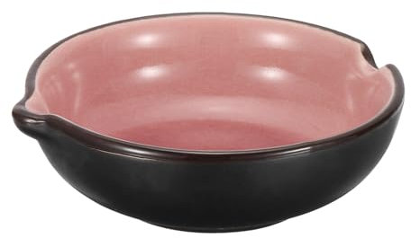 PATIKIL Chinese Calligraphy Ink Dish, Painting Brush Rest Dish Multifunctional Japanese Ceramics Ink Water Plate for Calligraphy, Painting, Art Supply, Pink