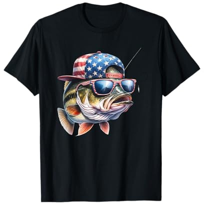 American Flag Fishing T-Shirt- Funny Fisherman Gift T-Shirt
