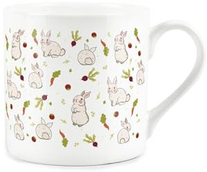 Purely Home Bunny Rabbit Mug - Vegetable Patch Allotment Bone China White Mug - Tea/Coffee Gift for Animal Lovers