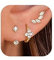 JeweBella 3 Paar Ohrringe Silber 925 für Damen Mädchen - Ohrstecker Silber 925 mit Zirkonia Schmetterling - Hängend - Creolen - Zirkonia Ohrringe Set für Mehrere Piercings