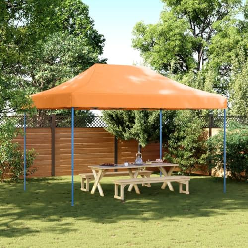 Homgoday Faltbares Pop-Up-Partyzelt, Orange, 410 x 279 x 315 cm, Möbel, Outdoor-Zelt für Privatsphäre, Zelt für Garten, Balkon, Sonnensegel für Außenbereich, Seitenmarkise für Terrasse im Freien