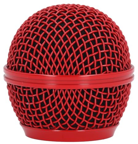 VBESTLIFE Maille de Remplacement de Grille de Microphone pour SM58S, SM58LC, BETA58, BETA58A, SA M30, SV100, UT2, PGX24 SLX4, avec Bonnette en Mousse, Hauteur 55 Mm, Diamètre 31 Mm (Rouge)