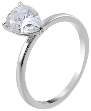Epinki Echtgold Schmuck, Au375 Weiß Gold Ringe, Teardrop Solitär Solitärring mit Tropfen 1.5ct Moissanit, 18K Freundschaftsringe Trauringe Gr.61 (19.4)