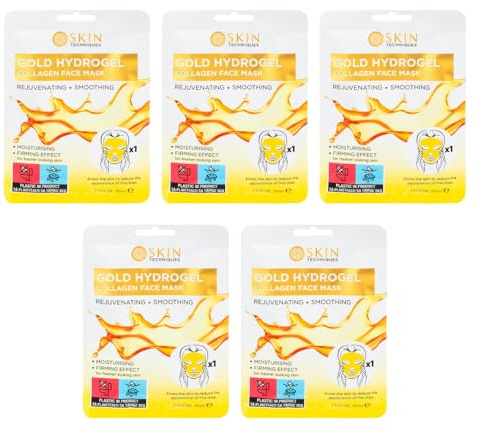 Skin Techniques Gold Hydrogel Collagen Face Mask - Firms The SkiIn To Reduce The Appearance Of Fine Lines - Pack of 5
