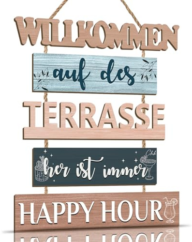 KAIRNE Willkommen Terrasse Vintage Spruch Türschild Haus Eingang Geschenk