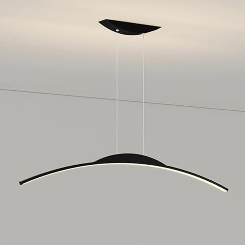 Jadssox Moderne lineare Pendelleuchte, dimmbare LED-Hängelampe, bogenförmige Kücheninsel-Leuchten, minimalistische Kronleuchter-Deckenleuchte für Esszimmer, Büro, Billardtisch mit Fernbedienung