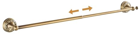 Wandmontierter Badezimmer-Handtuchhalter, Handtuchstange, verstellbar, 39,9 cm bis 79,5 cm, antikes Messingmuster, Schnitzerei, gebürstete Bronze
