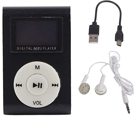 Cocoarm MP3 Players Small MP3 Player Set Sports MP3 Portable Music Player LCD Screen MP3 Music Player Aluminum Alloy Mini Music Player with BackClip, with Earphone + USB Cable (Black)