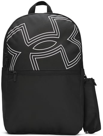 Under Armour Unisex Essential Printed Backpack, Sports Backpack with Zippered Laptop Sleeve, Versatile Schoolbag with Detatchable Pencil Case,Black/Black/White,OSFM