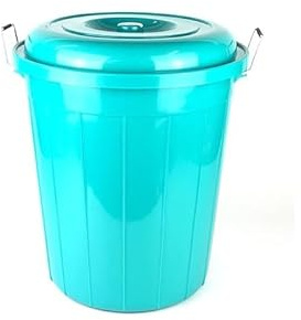 Multipurpose Plastic Drum With Lid & Handles - 32 Litre Storage, Organiser, Container, Cleaning | Plastic Bucket Bins & Lids with Sturdy Carry Metal Handle | Strong, Robust & Long Lasting