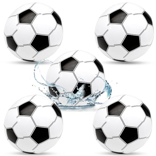 Aerzouser 5 Stück Wasserball Kinder, 25 cm Nach dem Aufblasen， Wasserball Aufblasbar，für Strand, Poolparty, Outdoor-Wasserspielzeug, für Kinder(Fußball)