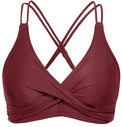 Rayson Haut de Maillot de Bain Femme Push up Simple Rembourré Top Bikini à Lacets Souples Couleur Unie