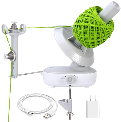 Etcokei Garnwickler Pro, elektrischer Garnknäuelwickler zum Häkeln, Upgrade mit Doppelfederspannung, 284 g, große Kapazität, stufenlose Geschwindigkeit, automatischer Garnwickler, Wollspinnerrolle für