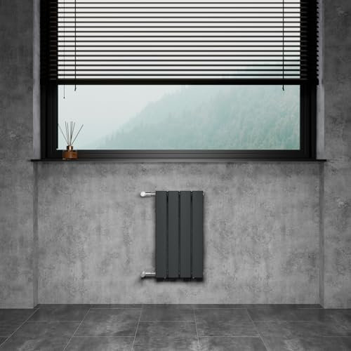 WITEN&NOCK Design Heizkörper Flach Paneelheizkörper Horizontal 550x300 mm, Heizung Badheizkörper für Badezimmer, Flachheizkörper mit Seitlichen Anschlüssen 195 Watt Weiß Einlagig(Anthrazit)