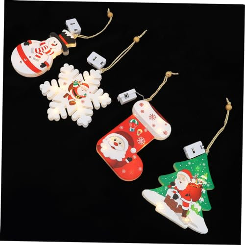 Cabilock 4pezzi Luci Decorative Natalizie Sospese Led Per Albero Di Natale e Festa Realizzate in Plastica Dettagli Eleganti