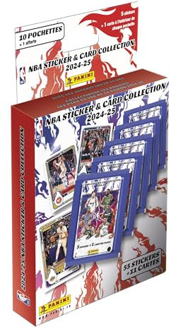 PANINI Basketball NBA US 2024-2025, Blisterverpackung, 10 Hüllen + 1 gratis dazu, Rot und mehrfarbig