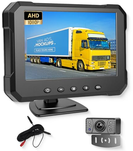 Hodozzy 1080P Rückfahrkamera Kit mit 5'' IPS Monitor, IP69 IP69 wasserdichte Rückfahrkamera, Stabile Signale, IR-Nachtsicht, Rückfahrhilfsleitung，Kamera für Auto/SUV/RV/Wohnmobil