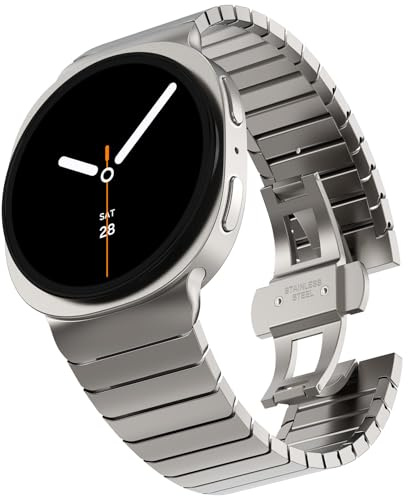 VeveXiao Robustes Titan Armband kompatibel mit Samsung Galaxy Watch 8 Classic 46mm Armband, stilvolles Business Titans Link Ersatzband für Galaxy Watch 8 40mm 44mm für Herren Damen (Titan 1)