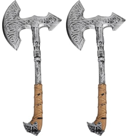 VICASKY Axt Kostüm Tierabwehrstock Axe Halloween Herren LARP 2 Stück Realistische Künstliche Äxte Für Cosplay Kostüm Requisiten Leicht Und Sicher Ideal Rollenspiele