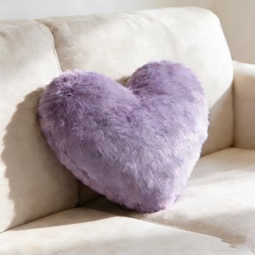 Générique Cuscino Cuore in Peluche Cuscino Cuore, Cuscino Decorativo, Cuscino Decorativo, Cuscino Decorazione Divano, Adatto per Soggiorno, Divano, Camera da Letto (Viola)
