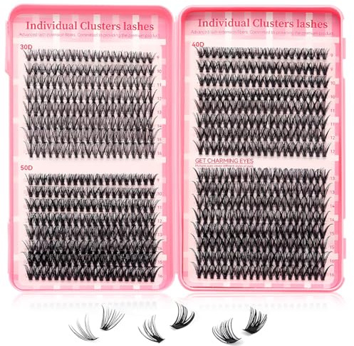 CEJAS Kit Pestañas Postizas Naturales, 30D+40D+50D Pestañas Pelo a Pelo, 9-16mm Cluster Lashes Kit con Russian Curl C, DIY Extensiones de Pestañas para Principiantes