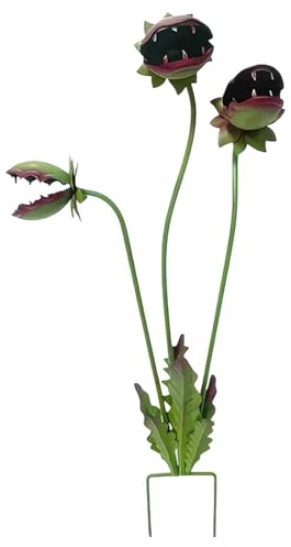 Skurrile Fleischfressende Pflanze aus Metall - 63,5 cm (25 Zoll) Gartenstecker, Einzigartige Metallkunst-Skulptur für Blumenbeete, Terrasse & Töpfe, Ausgefallene Außendekoration & Gartenkunst