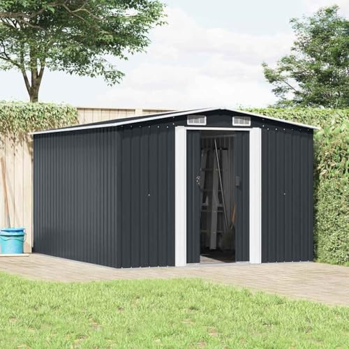 Tool Shed Metal Anthracite 257 x 298 x 178 cm, Weatherproof Garden Shed with Ventilation Grilles, Lockable Tool Shed for Tool Storage and Storage Space in the Garden