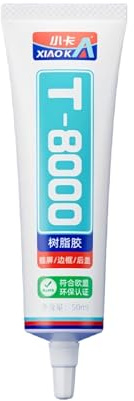 VIDOO Colla Trasparente T8000 per Schermi di Cellulari Adesivo Trasparente la Riparazione di Cover Posteriori Colla per Elettronica con Punta ad Ago la Riparazione Telai, 50ml