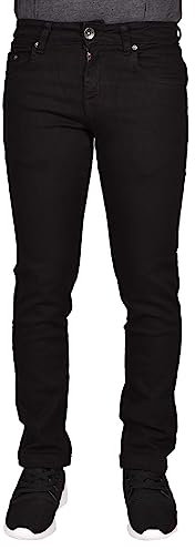 True Face Mens Jeans Slim Fit Stretch Trousers Denim Pants Cotton Bottoms Zip Fly 5 Pockets Western Casual Wear TrueFace 022 Black 34 L