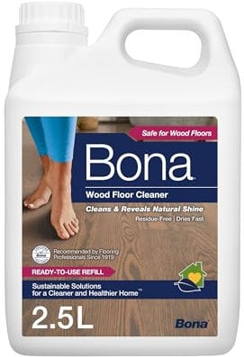 Bona Wood Floor Cleaner Liquid, for Varnished or Hard-Waxed Wood Floors, 2.5 Litre Refill