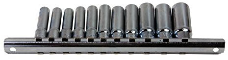 US PRO B1216 11pc 1/4 DR 6 Point Deep SAE Imperial AF Sockets on Rail