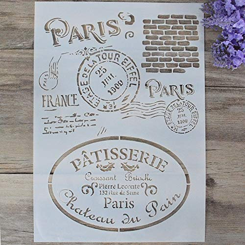 DIY dekorative Paris-Schablone zum Malen auf Wänden, Möbeln, Scrapbooking, Basteln ... (A4 Größe)