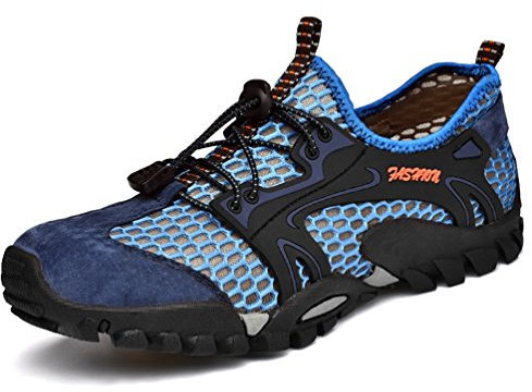 FLARUT Herren Sportsandalen Sommer Trekking Sandalen Wanderschuhe Outdoorsandalen Super Atmung Draussen Hiking Schuhe Mesh Vamp Wasserschuhe Sport Laufen Klettern (44EU, Blau)