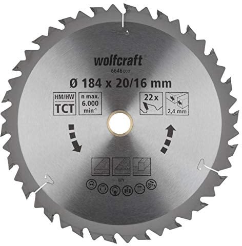 wolfcraft Handkreissägeblatt - Ø 184 mm - schnelle, grobe Schnitte