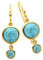 Zeeme Gemstones Damen Ohrhänger 925/- Sterling Silber 3,0cm Glänzend Türkis gelb 360230458