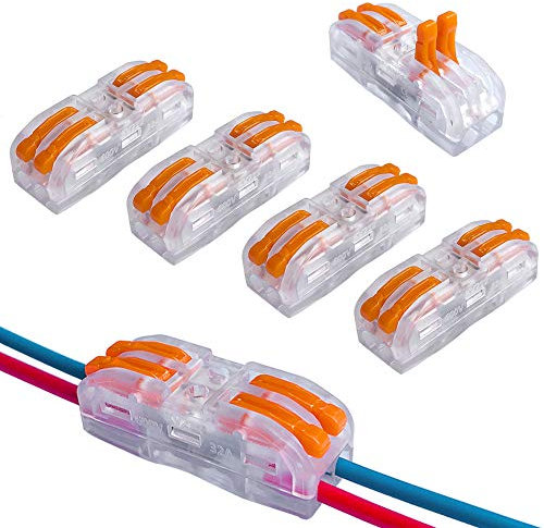 QitinDasen 15Pcs Premium Lever-Nut Wire Connectors, Bilateral 4 Hole Transparent Conductor Compact Wire Connectors, Quick Splicing Connector Cable Clamp Terminal Block Spring Connector