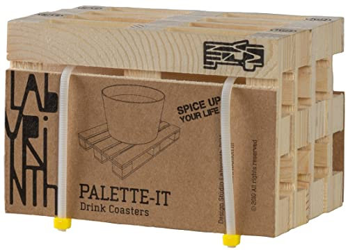 Labyrinth untersetzer Palette-It pallet12 x 8 cm 4 Stück, Wood