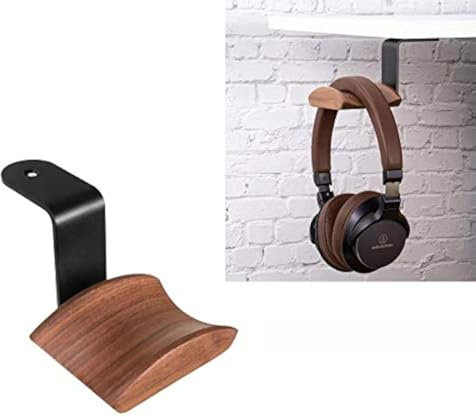 Headphone Hanger Holder Wall Mount,Headset Stand Hook Under Desk Walnut Wood Earphones Hanger for Over-ear Headphones(Walnut-Z)