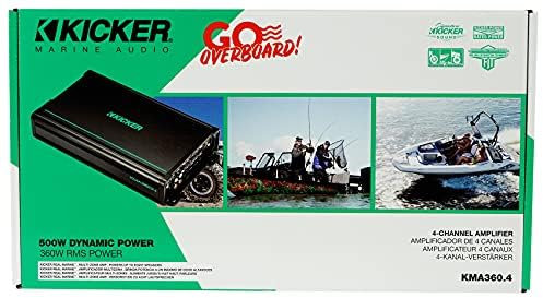Kicker 48KMA3604 360 Watt 4-Channel Marine Amplifier Boat Amp KMA360.4