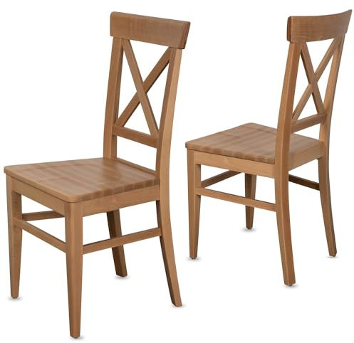 Staboos CH24 Esszimmerstuhle 8er Set Holz Stuhl bis 150 kg - Fertig montiert - Küchenstuhl 100% Massive Kernbuche Holzstuhl (Natur lackiert)