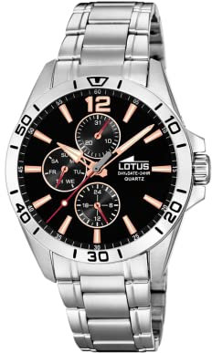 LOTUS Herren Chronograph Edelstahl Silber-Schwarz-Rosegold, Durchmesser: 42mm, Wasserdichtigkeit: 5 Bar, 18812/6