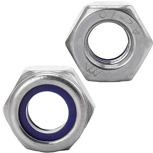 FASTON® Sechskantmuttern niedr. Form selbstsichernd Polyamidklemmteil M14 (5 Stück) aus Edelstahl A2 V2A DIN 985 Klemmmuttern Sicherungsmuttern Stoppmuttern Sechskant für Gewindeschrauben ISO 7040