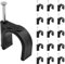 PHITUODA 50 Stück 20 mm Halbe Klemme J-Haken mit Nagel, Nagel-in-Kabel-Clips, Ethernet-Kabel, Nägel, Tacks, Clips, Schwarz