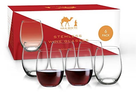 Silk Route Home 6 x 500ml Stemless Wine Glasses Tumblers