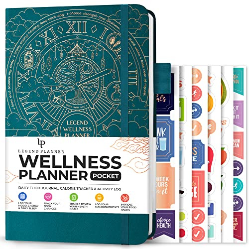 Legend Wellnessplaner & Essens-Tagebuch Tasche - Tägliches Gesundheitstagebuch mit Übung & Gewichtsverlust Tracker - Ernährungstagebuch, 6 Monate (Dark Teal)